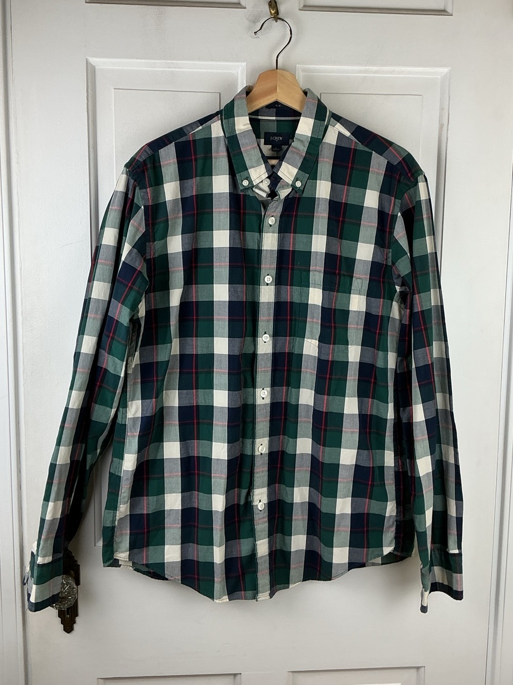 J. Crew Slim Washed Shirt in Holiday Green Plaid